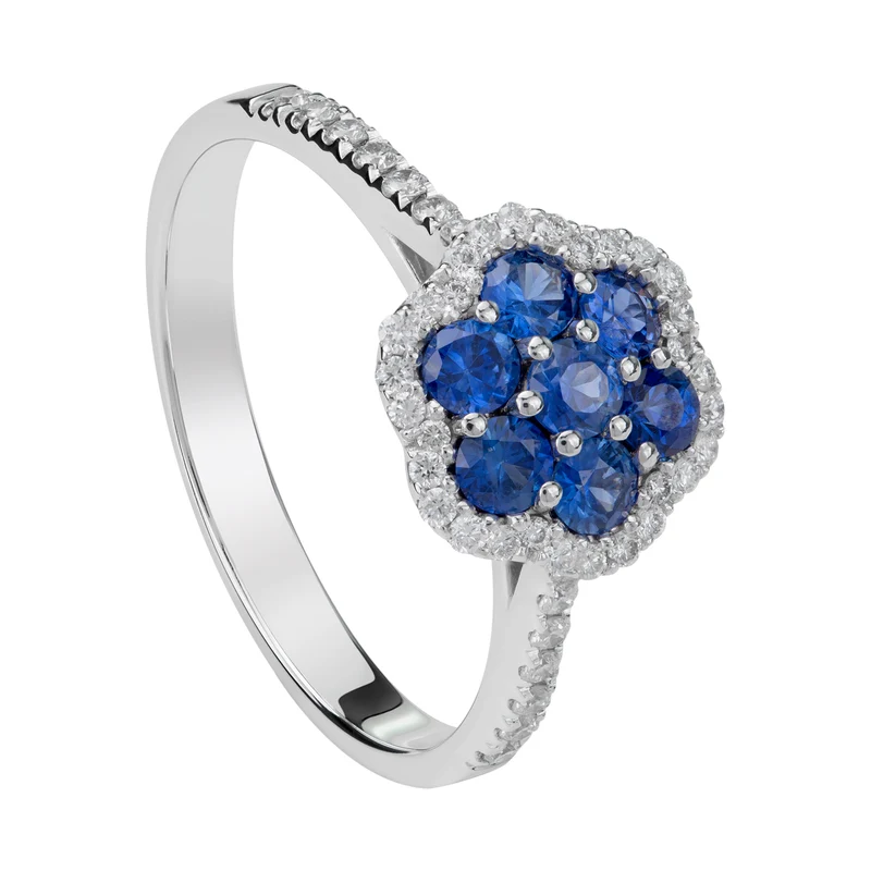 Golay anello fiore multipietra zaffiri pave'bianco APV007DIZB-22144110011