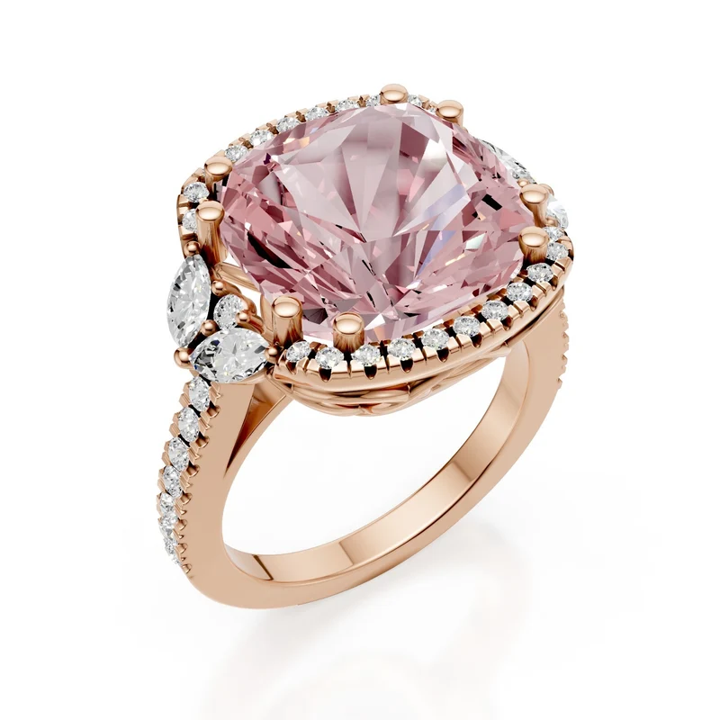 Golay anello morganite cushion 12x12 contorno oro rosa APU542DMO-25192110082