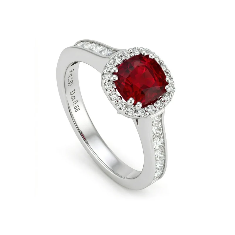 Golay anello rubino round 2ct diam. contorno e princess APU518DRU-24358110016