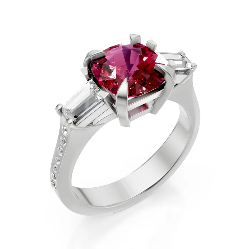 Golay anello rubino cushion 7x7 e diamanti tepper APU514DRU-24348110051