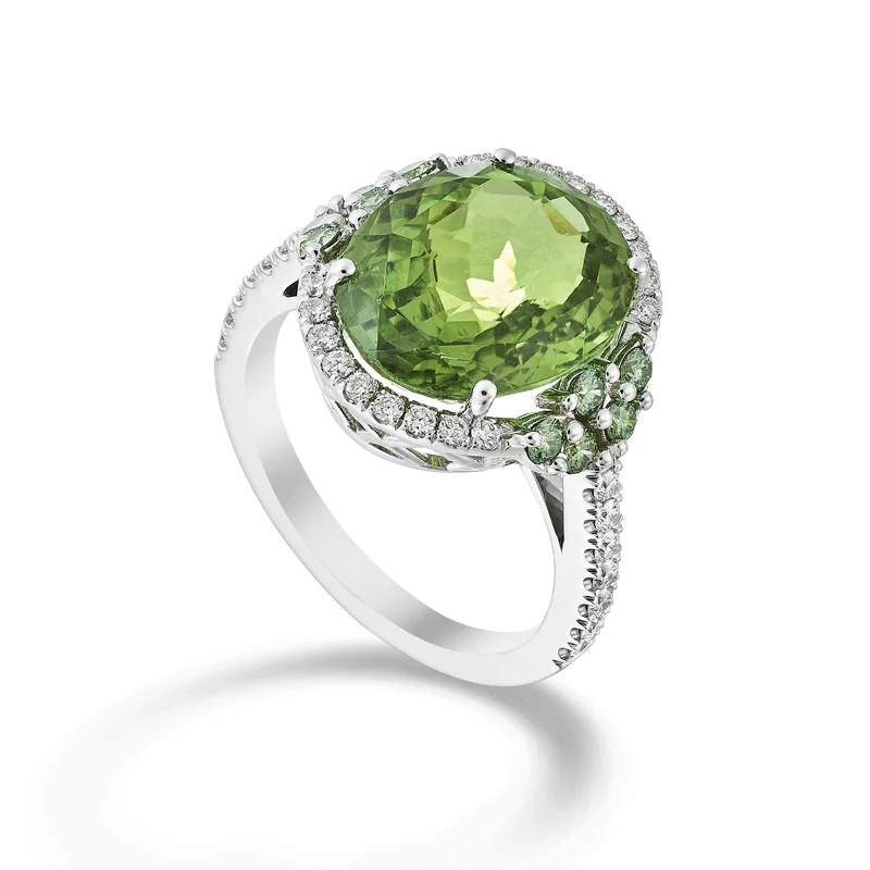 Golay anello tormalina verde ovale 13x11, contorno e gam APU498DTO1311-24208110026