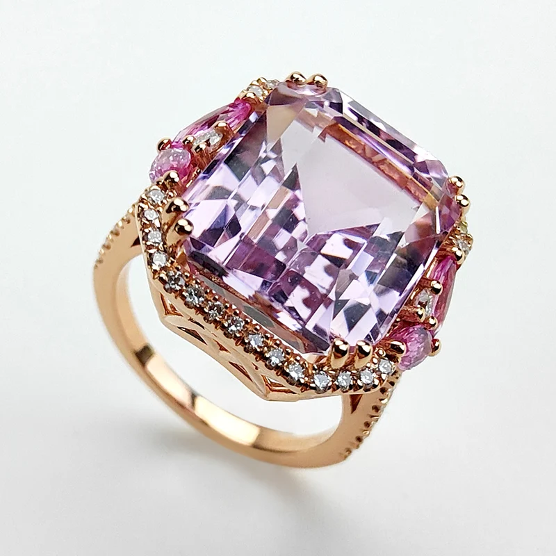 World Diamond Group anello kunzite ott 16x13, marq. z.pink e diamanti APU494DZPKZ1613-24240110002