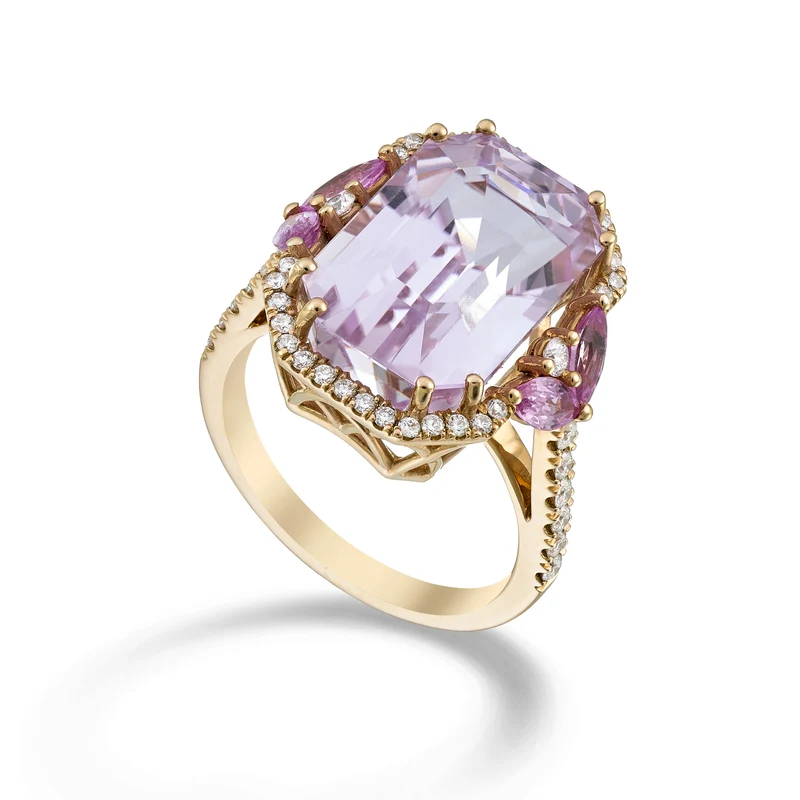 World Diamond Group anello kunzite ott 16x11, marq. z.pink e diamanti APU494DZPKZ1611-24192110023