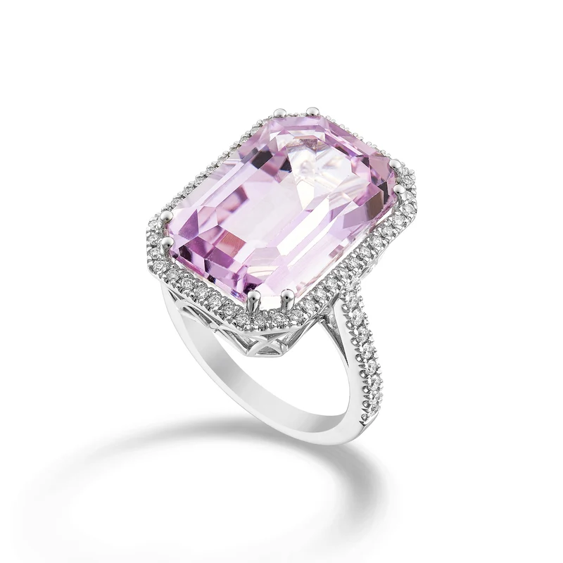World Diamond Group anello con kunzite ott.19x13 contorno e gambo inc APU492DKZ1913-24176110010