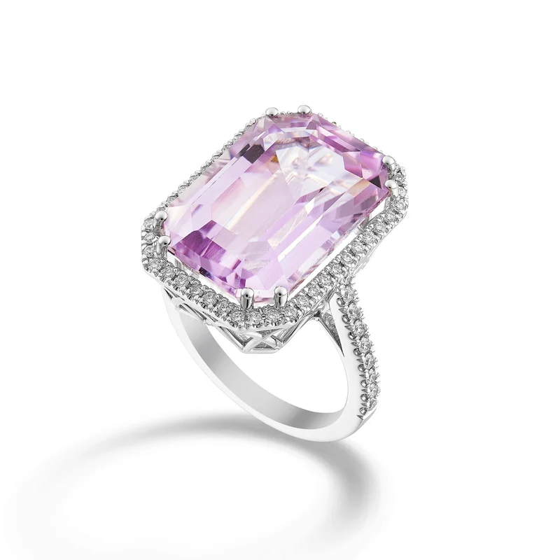 World Diamond Group anello con kunzite ott.17x13 contorno e gambo inc APU492DKZ1713-24176110012