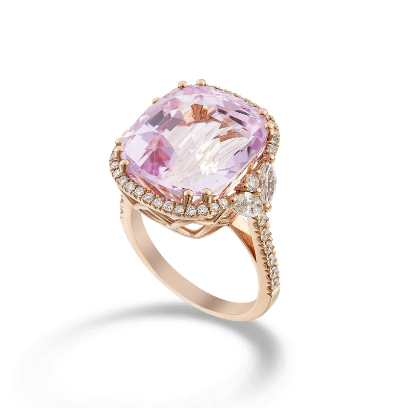 World Diamond Group anello kunzite cushion 15x14 contorno e gambo inc APU491DKZ1514-24176110011
