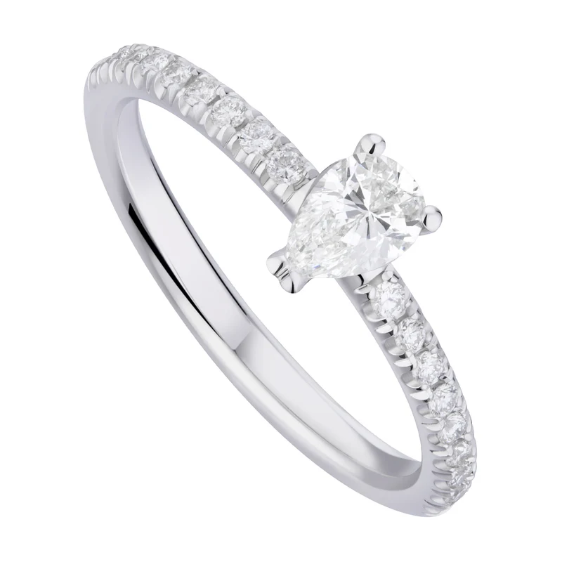 World Diamond Group anello solitario con goccia e gambo incassato AGOC016DI2-19177110048