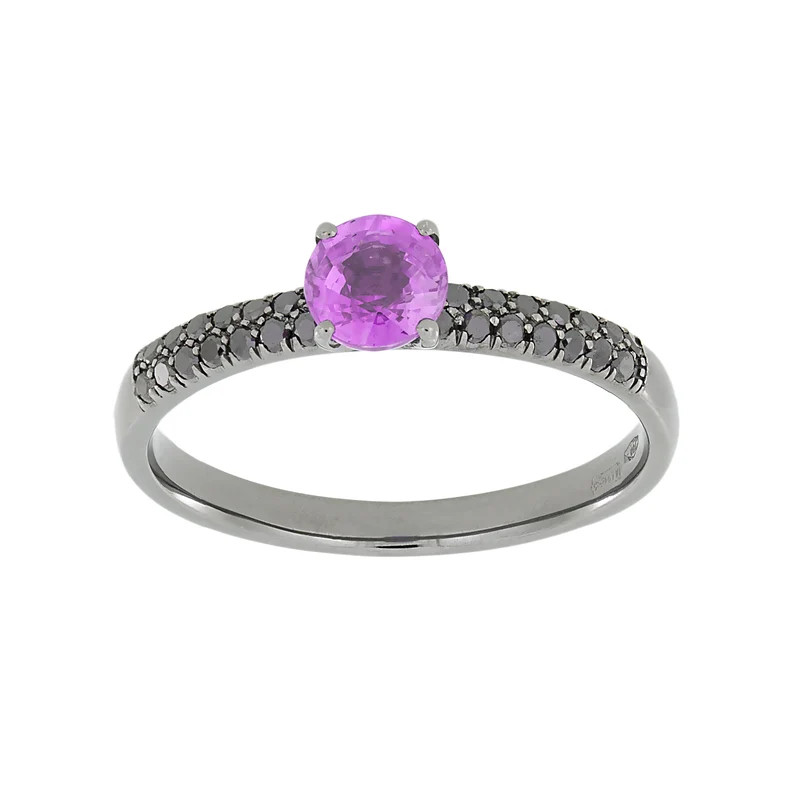 Golay anello pave' black + zaffiro rosa AFP1170NPS-16293110445