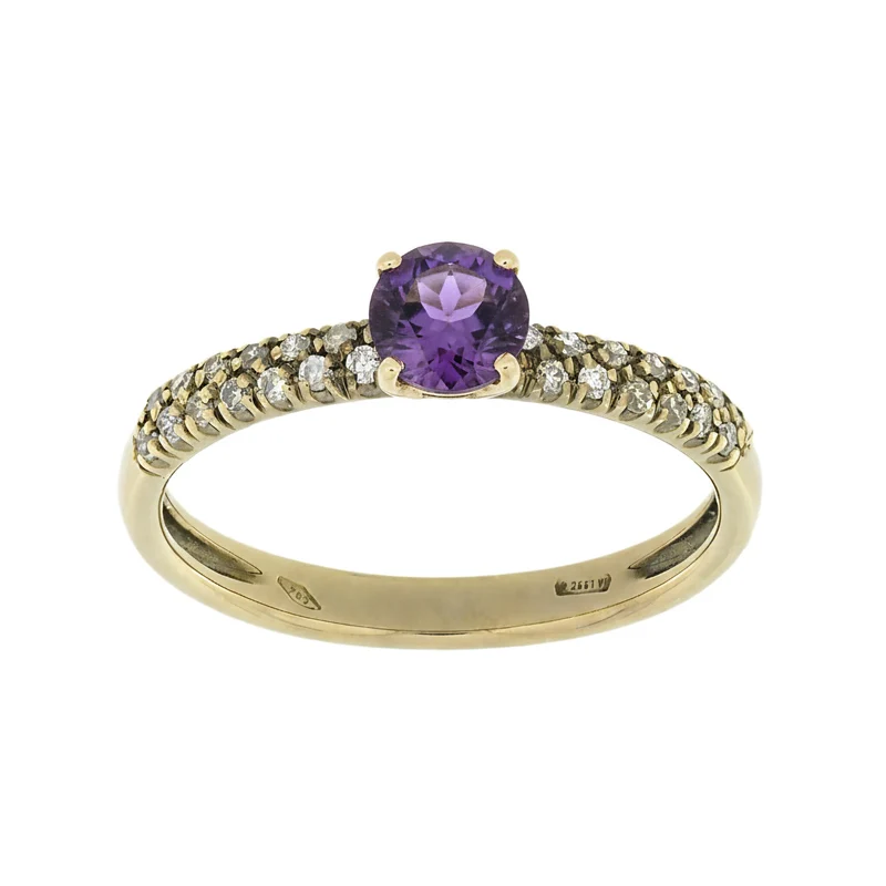 Golay anello solitario con centrale ametista e brown AFP1170BWAME-21333110052