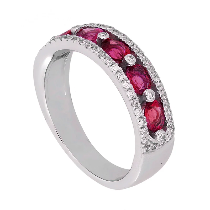 Golay anello fascia binario mezzo giro con rubini ovali AFMG006WDIRU-24255110093