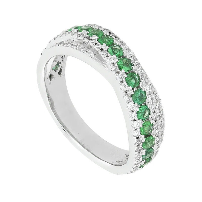 Golay anello fascia binario mezzo giro diamanti e smeral AFMG003WDISM-22125110019