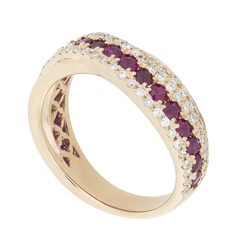 Golay anello fascia binario mezzo giro diamanti e rubini AFMG003WDIRUR-21356000009