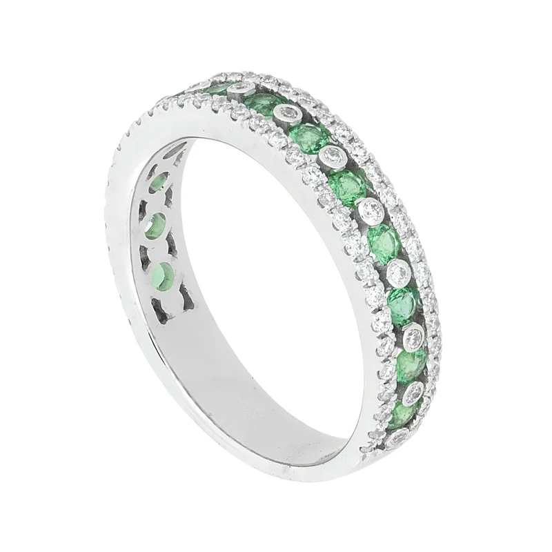 Golay anello fascia binario mezzo giro diamanti e smeral AFMG001WDISM-23195110044