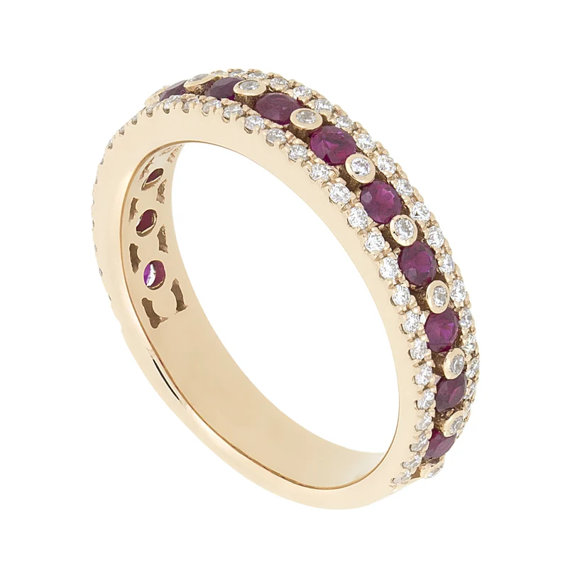 Golay anello fascia binario mezzo giro diamanti e rubini AFMG001WDIRUR-16147110045