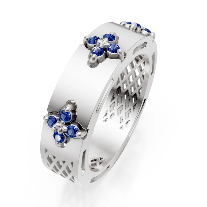 Golay anello fascia mezzo giro satinato zaffiri AFFI04ZBSB