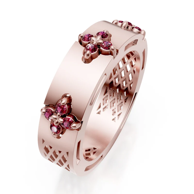 Golay anello fascia mezzo giro satinato rubini rosa AFFI04RUSR