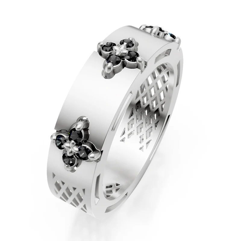 Golay anello fascia mezzo giro satinato d.black bianco AFFI04BKSB
