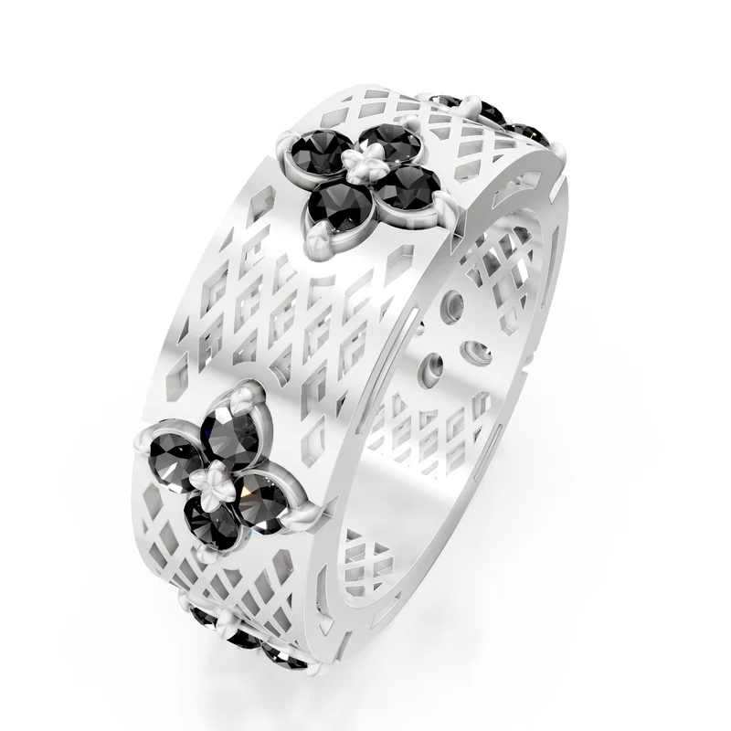 Golay anello fascia satinato diam black forato bianco AFFI03BKSB