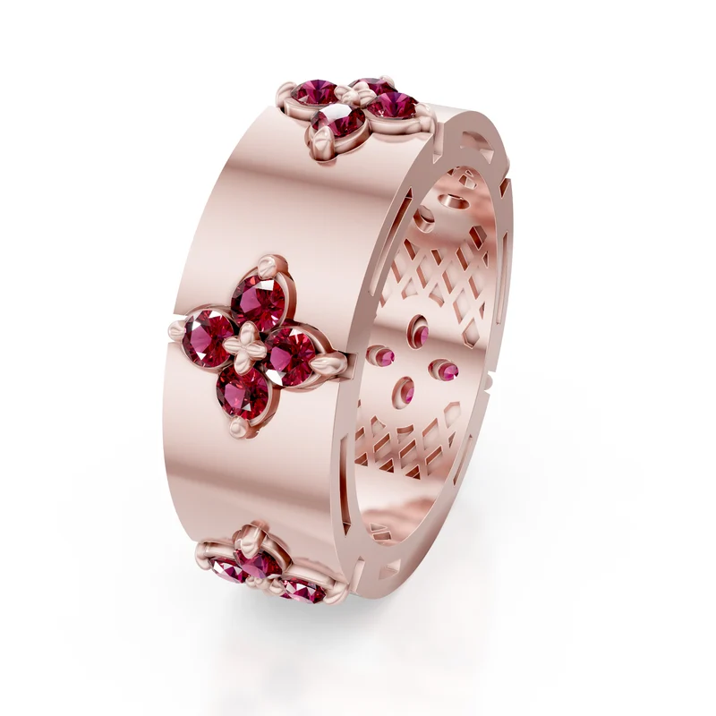 Golay anello fascia semplice rubini satinato rosa AFFI01RUSR