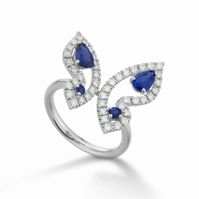 Golay anello mariposa grande farfalla diamanti e zaffiri AFFA008DIZB-22258110064