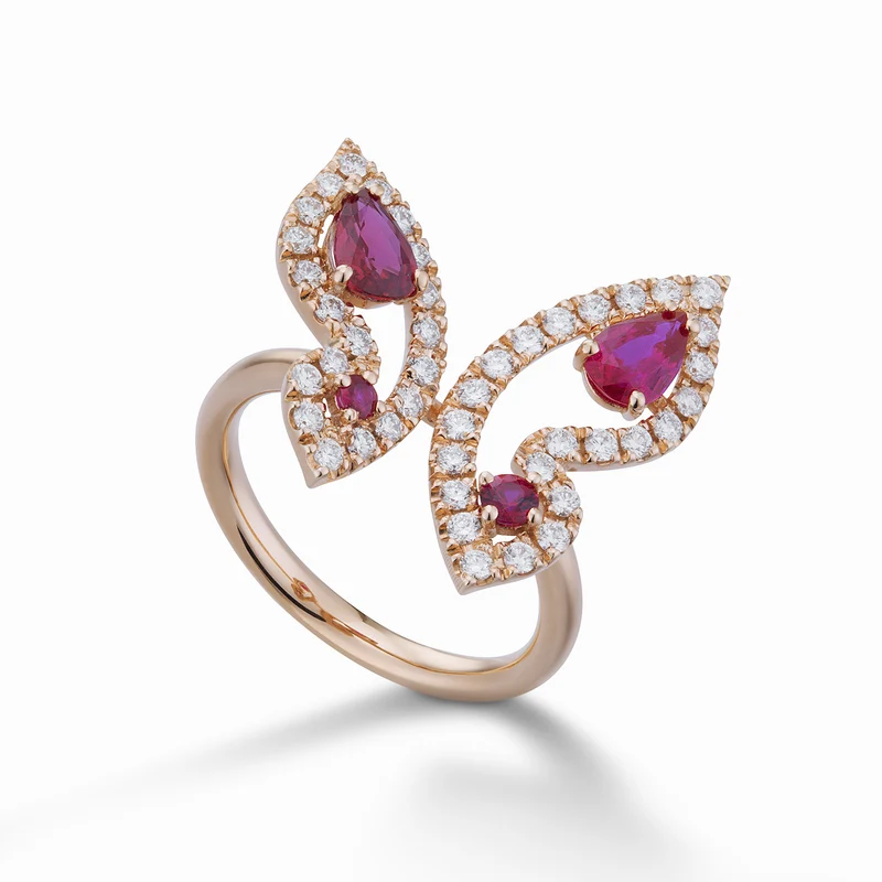 Golay anello mariposa grande farfalla diamanti e rubini AFFA008DIRU-23178110063