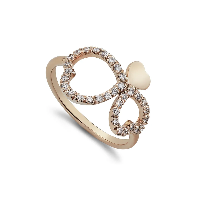 Golay anello amami due cuori diamanti e un cuore liscio AFCU015DI-22164110021