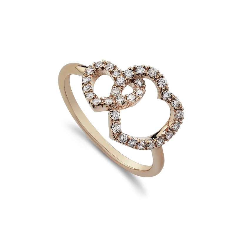 Golay anello amami due cuori agganciati e diamanti AFCU014DI-22237110017