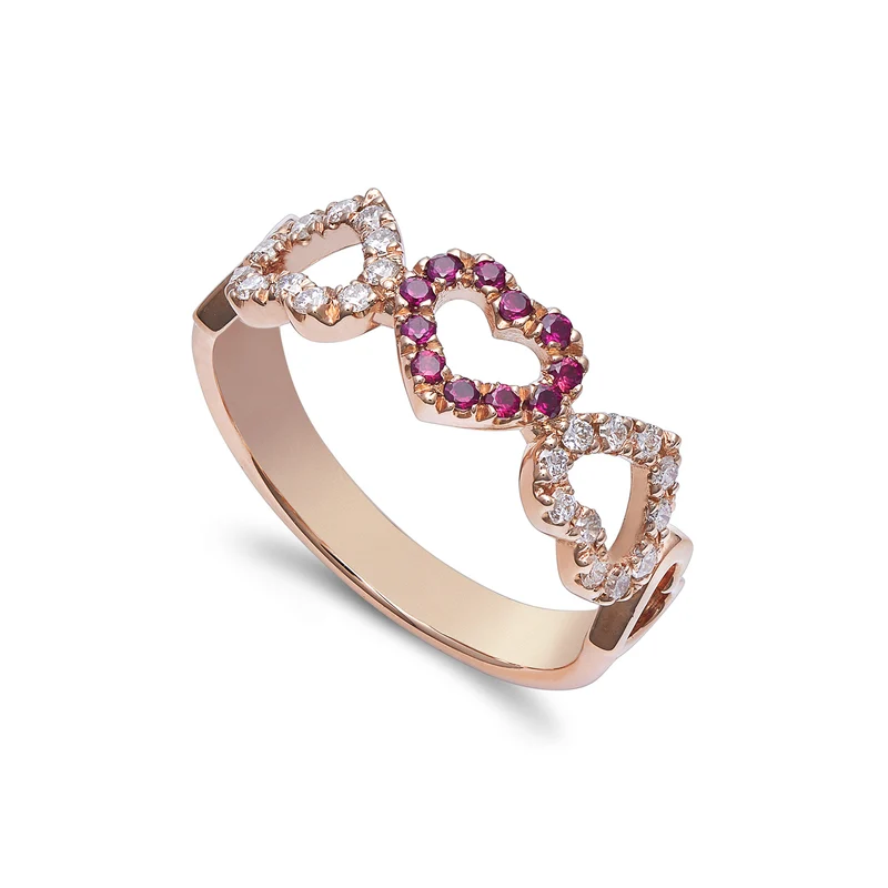 Golay anello amami 5 cuori diamanti e rubini ct. 0,32 AF5CU014DIRU-22164110020