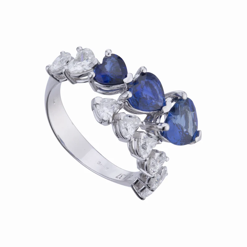 Golay anello contrarier con cuori diamanti e zaffiri AETCU001DIZB-22045110063