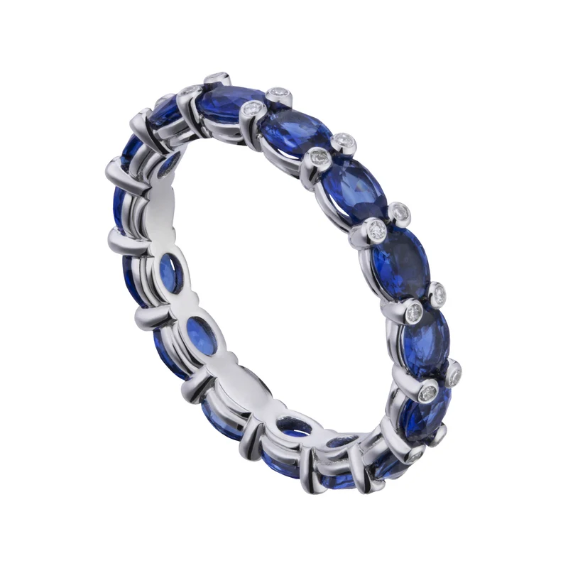 Golay anello girodito con zaffiri ovali 4x3 e diamantini AET073DIZB-21076110011