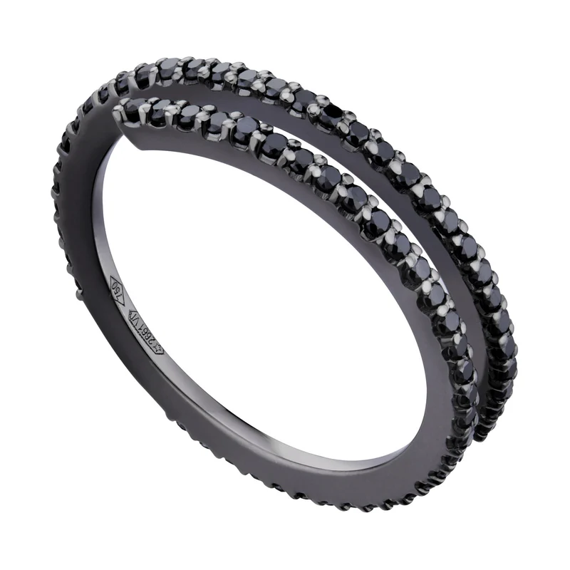 Golay anello eternity spirale un giro diamanti neri AET070BK1-21263110129