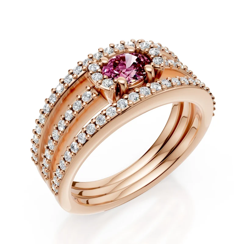 Golay anello fascia tre file pave' zaffiro pink ov 5x4 AFS553DZP54R-25016110013