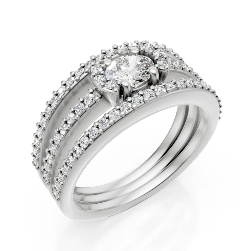 Golay anello fascia tre file pave' diamante ovale 5x4 AFS553D54-25016110012
