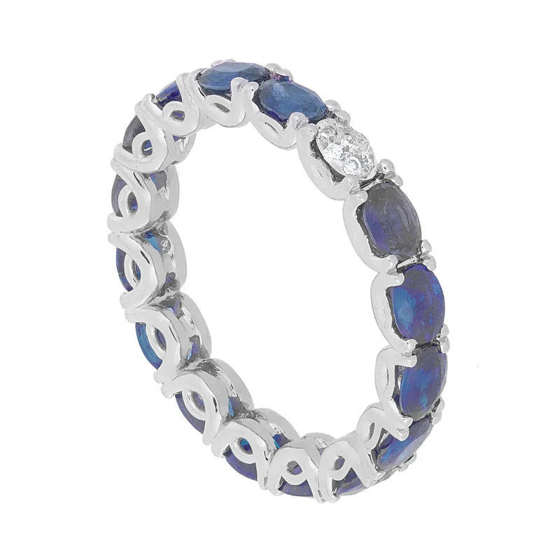 Golay anello girodito lineare zaffiri ovali e diamanti AET040WDIZB-16147110004