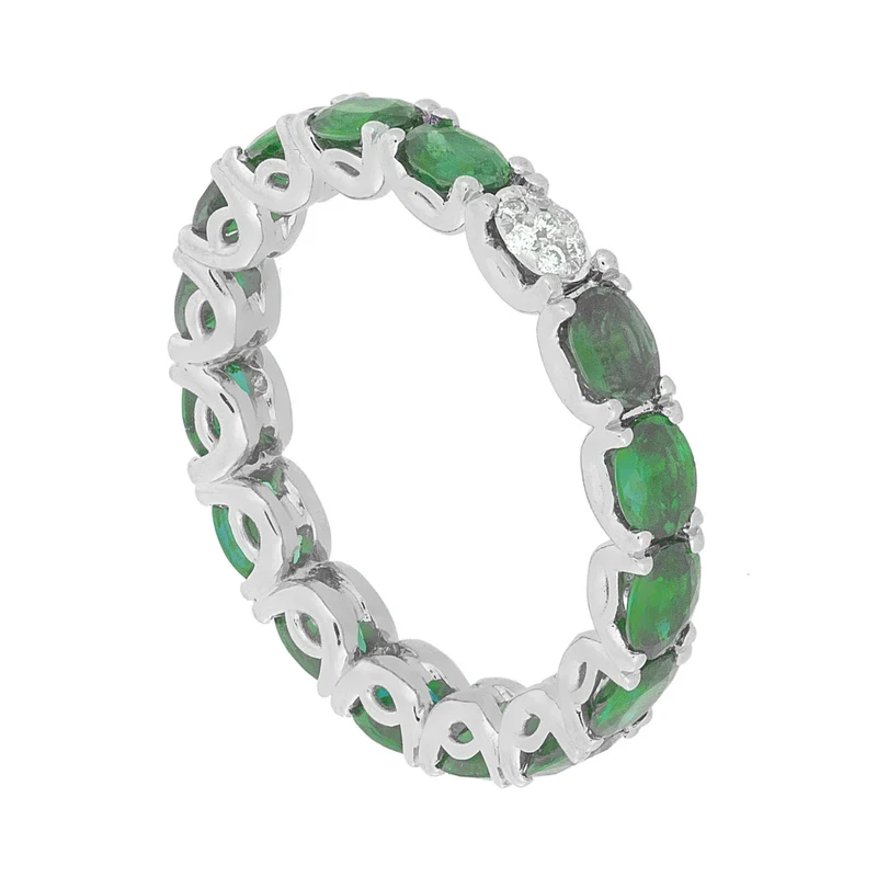 Golay anello girodito lineare smeraldi ovali e diamanti AET040WDISM-23041110021