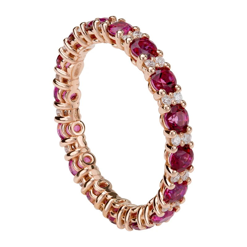 Golay anello girodito lineare rubini e diamanti AET007100DIRU-18026110139