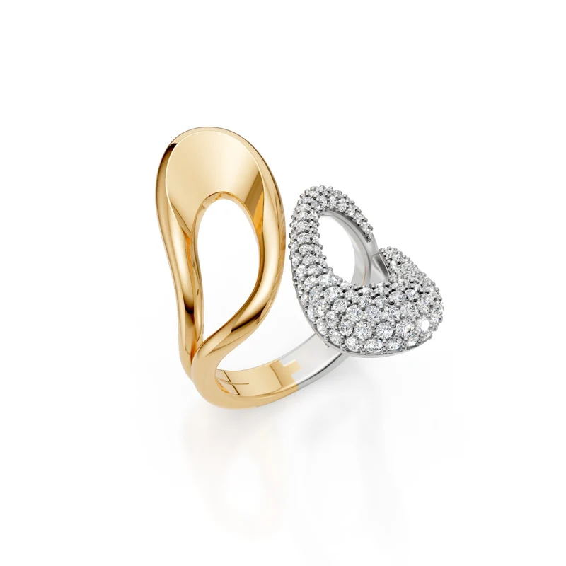 Golay anello design in oro giallo, estremita' pavettata AD643DG-25059110087