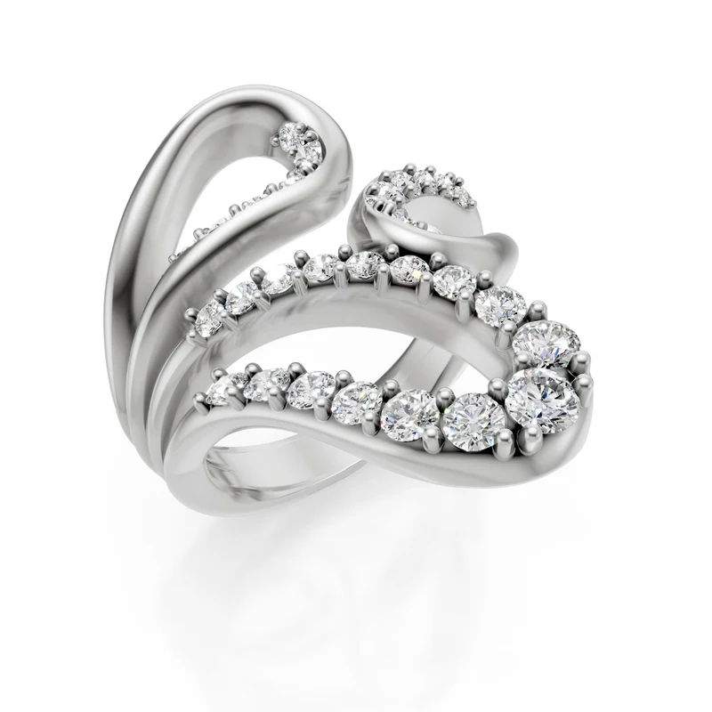 Golay anello design con diamanti in oro bianco AD619DB-25171110064