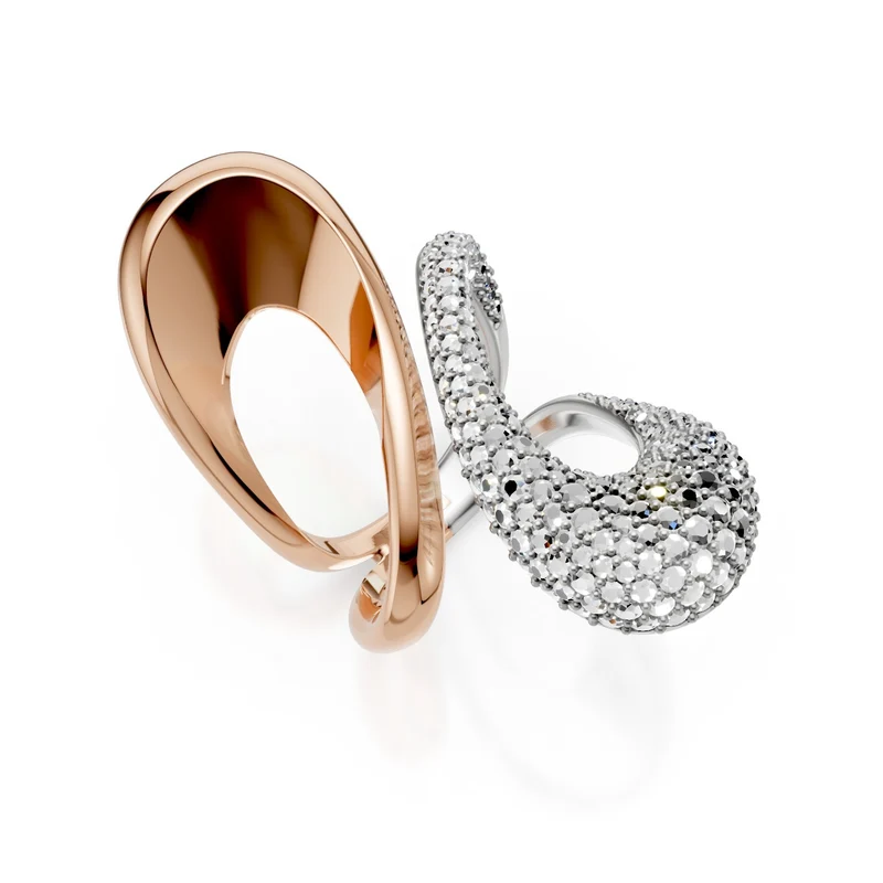 Golay anello bicolore bianco e rosa, pave' sul bianco AD588DBR-25024110309