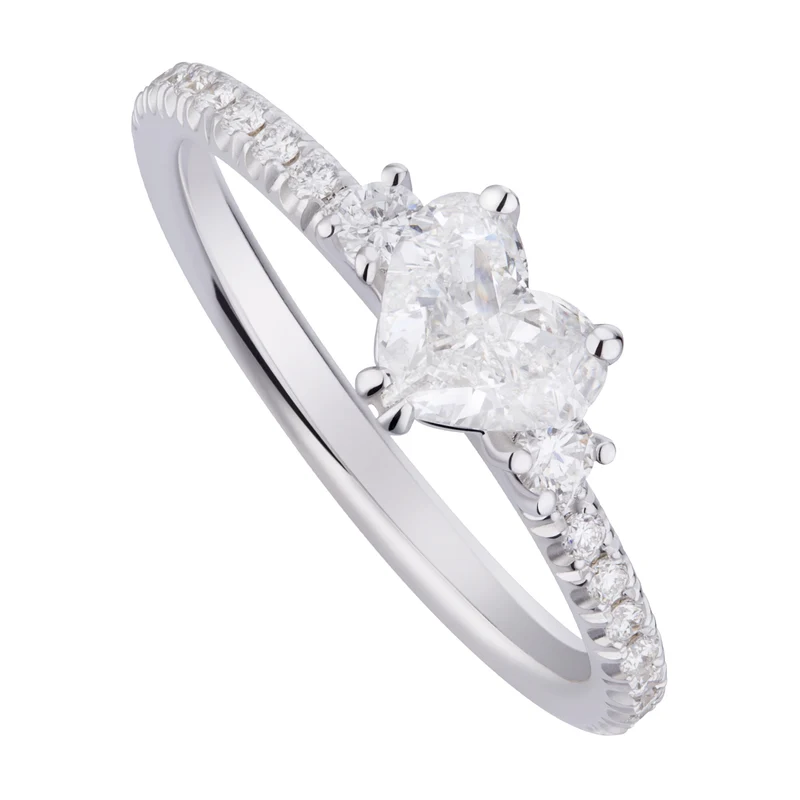World Diamond Group anello solitario con cuore e gambo incassato ACUC017DI1-22308110043