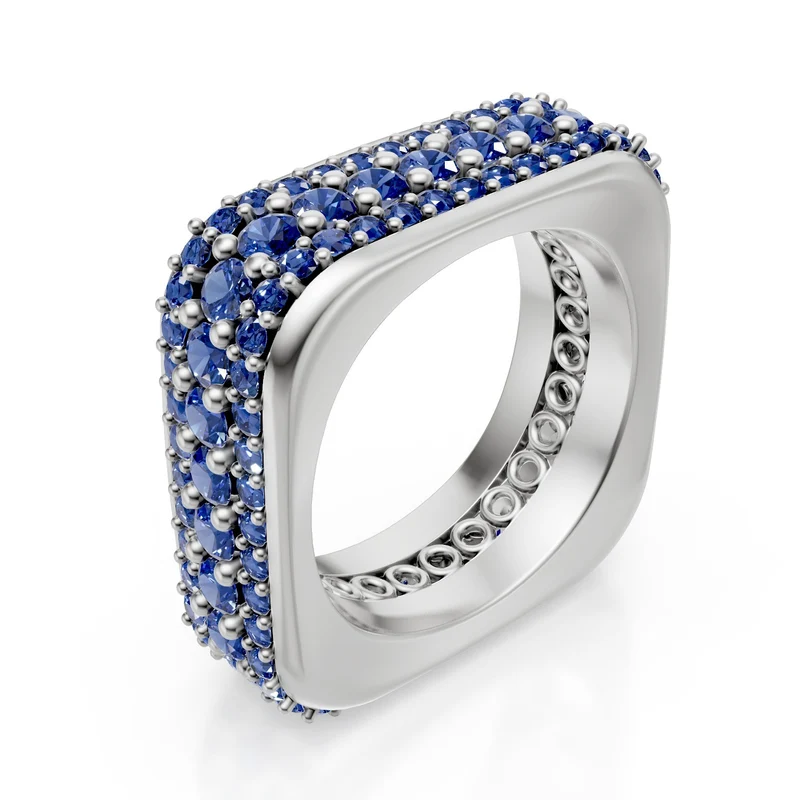 Golay anello girodito linea cubika 3 file zaffiri blu ACUBETZB2-20014110114