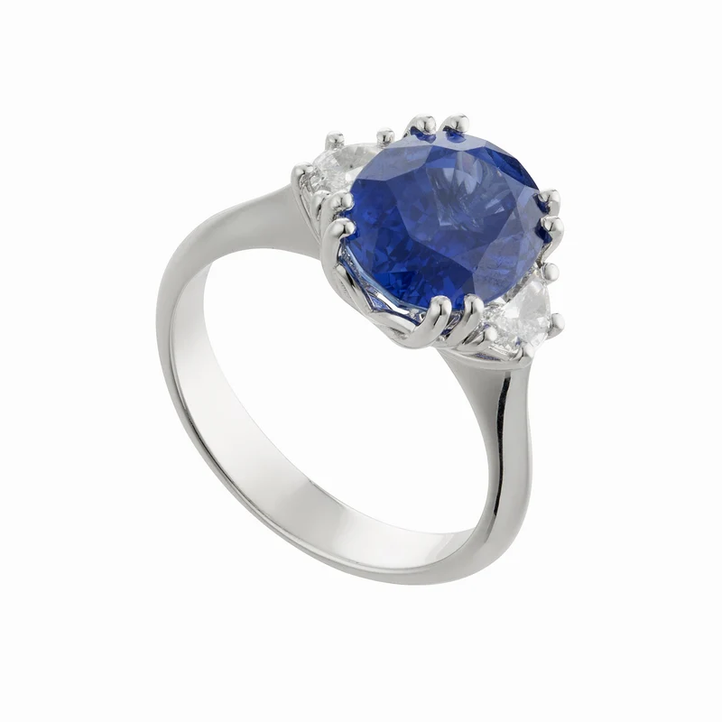 World Diamond Group anello zaffiro ovale 10x8 e diamanti lat half moon ACLHM001DIZB810-23083110063