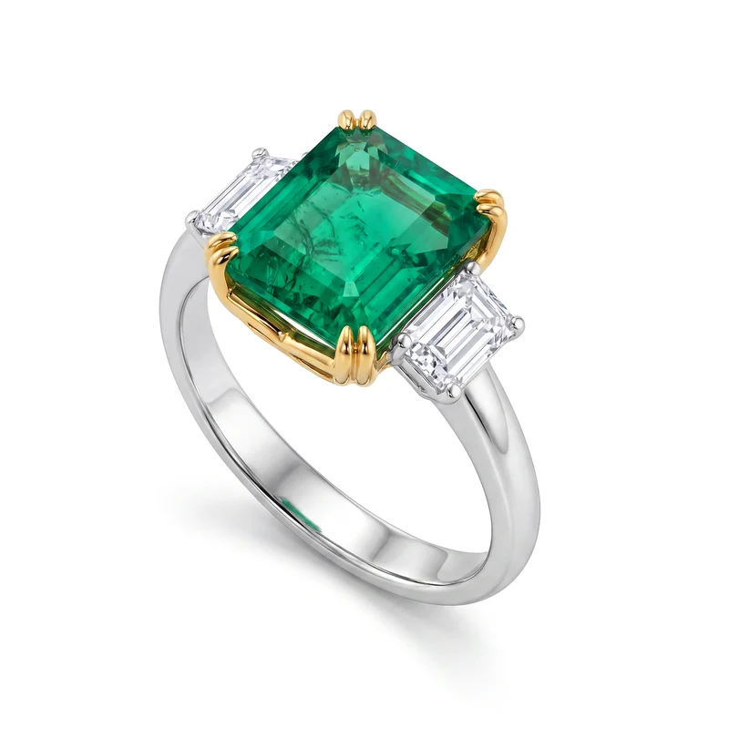 Golay anello smeraldo ottagonale 10x8 e lat tg. emerald ACLEM005DISM2-23171110070