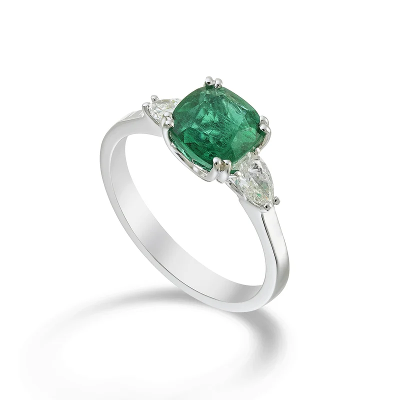 Golay anello smeraldo cushion 7x7 +diamanti lat gocce ACLCS003DISM77-23087110031