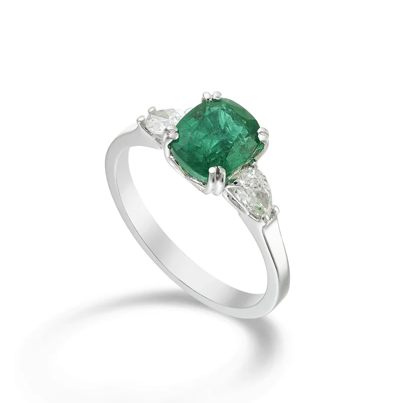 Golay anello smeraldo cushion 7x6+diamanti lat gocce ACLCS003DISM76-23087110030