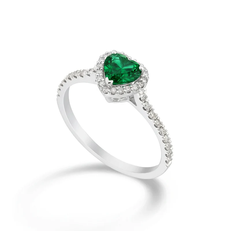 Golay anello centrale smeraldo cuore 7x6, cont gambo inc ACLCHS001DSM100-25346110070