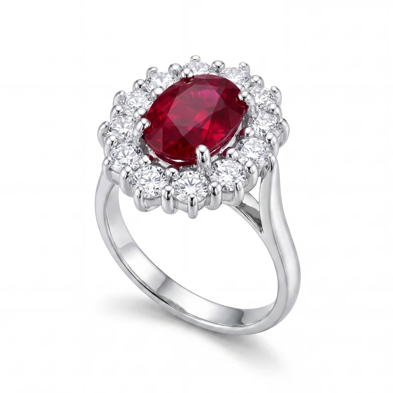 Golay anello rubino ovale 9x7 con contorno 12 diamanti ACLC892DRU97-26140110213