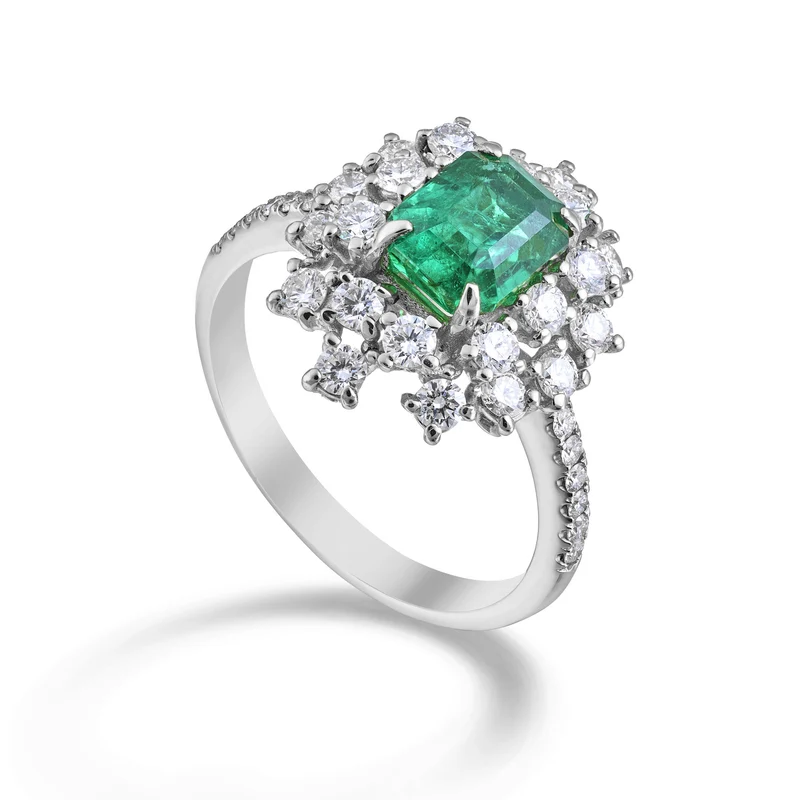 Golay anello smeraldo ottagonale 7x5 contorno irregolare ACLC837DSM75-26061110274