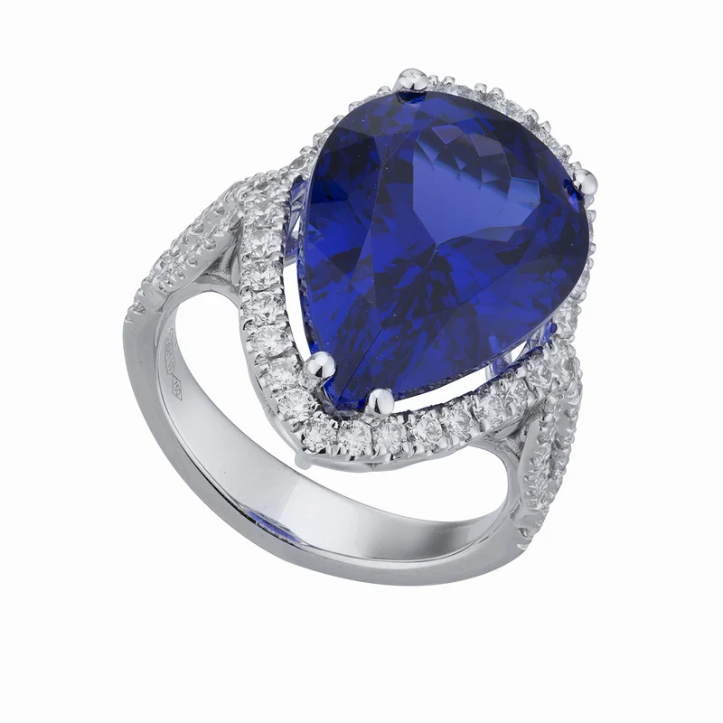 World Diamond Group anello diamanti e tanzanite goccia 13x18 ACLC19DTZ1318-22209110134
