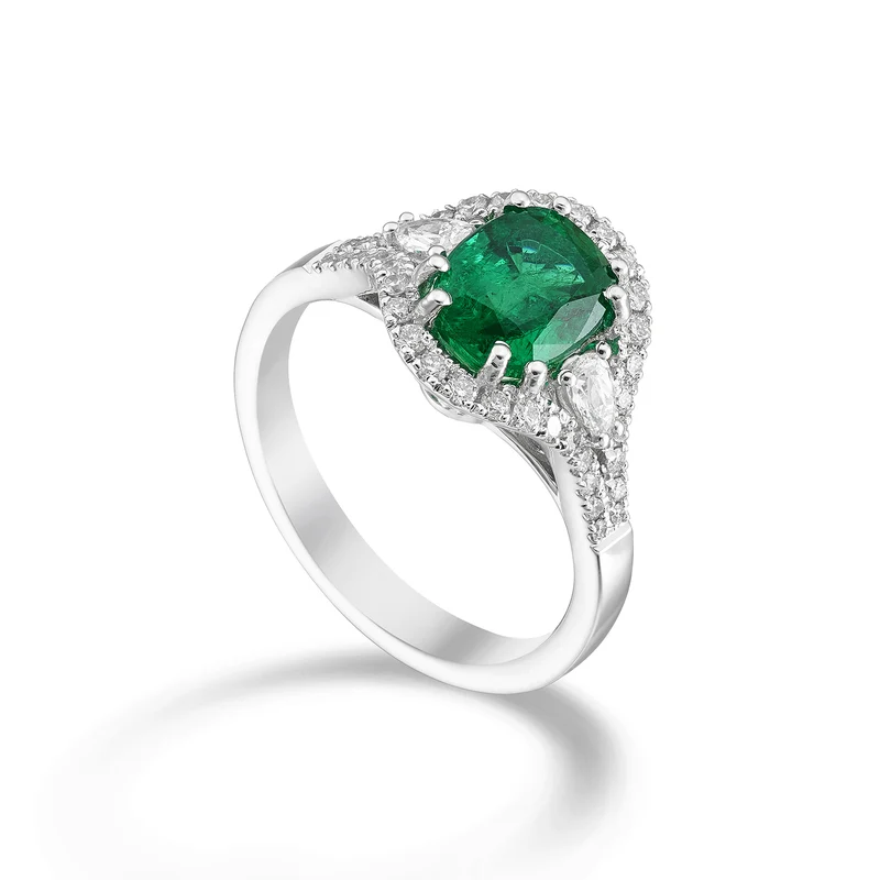 Golay anello smeraldo ovale 8x6, lat goccia e diamanti ACLC138DISM86-24088110075